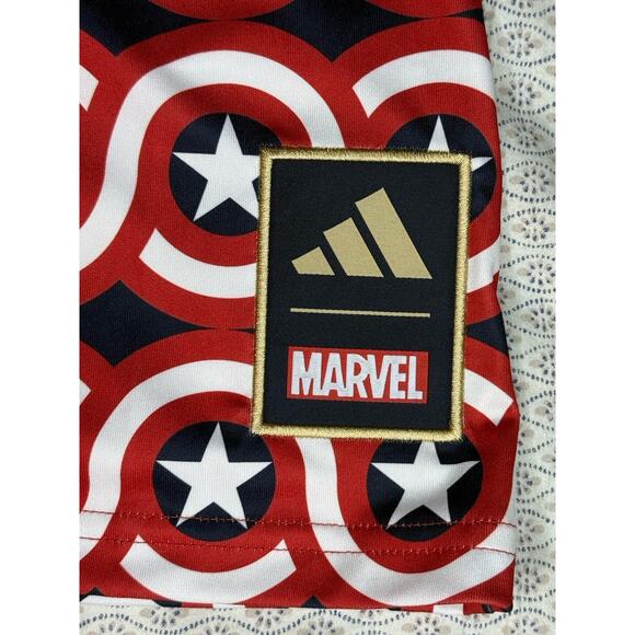 2023 New Adidas MLS x Marvel Preshi US Captain America AOP Soccer Jersey Small - Picture 6 of 10